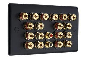Placa de altavoz 9.2 negro mate oro 18 postes de unión + 2 RCA AV audio NO SOLDADURA - Imagen 1 de 7