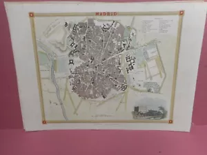 100% ORIGINAL MADRID SPAIN CITY PLAN MAP BY ORR DOWERC1834 VGC HAND COLOURED - Picture 1 of 1