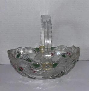MIKASA "Holiday Bloom" CRYSTAL GLASS BASKET Poinsettia Germany Christmas - Picture 1 of 12