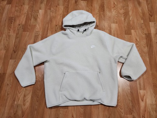 OFF WHITE Nike Sherpa High Pile Fleece Felpa con Cappuccio Panna Off White XXL Grande Logo Vintage Retrò...