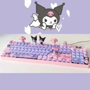 Kuromi Cute Mechanical Keyboard Hot-Swappable Shaft PBT 83/104 Key Handmade Gift - Picture 1 of 10