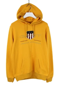 GANT Hoodie Herren XL Pullover Mit Kängurutasche Gelbes Logo Druck Sport - Bild 1 von 13