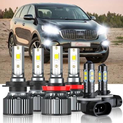 Combo de 6 faros LED altos bajos + bombilla antiniebla 6500K para Kia Sorento 2017-2019 Foto 1 de 4