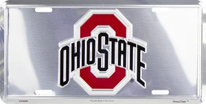 OHIO STATE BUCKEYES CAR TRUCK TAG CHROME LICENSE PLATE METAL BUCKEYES FOOTBALL - Picture 1 of 1