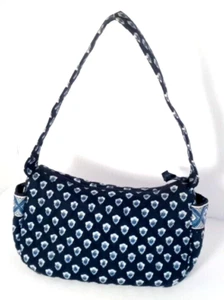 Vera Bradley Maggie Shoulderbag Side Pockets Zipper Top Short Strap Navy Blue - Picture 1 of 10