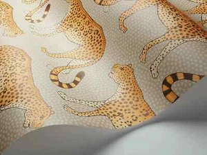 Cole & Son Leopard Walk Wallpaper 109/2010 Orange on Linen - Picture 1 of 2