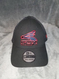 CHICAGO WHITE SOX NEW ERA 39 THIRTY NEO MESH BLACK SMALL MEDIUM MENS STRETCH HAT - Picture 1 of 8