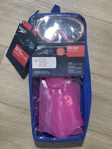 Speedo Unisex-Child Aqua Quest Swim Snorkel & Fins Set Kids S/M Shoe Size 12-2 - Picture 1 of 5
