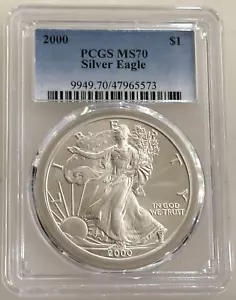2000 $1 American Silver Eagle PCGS MS70 - Problem-Free Coin - Picture 1 of 2