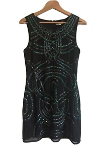 Frock and Frill Embellished Beaded Black Short Cocktail Party LBD Dress 10 - Picture 1 of 13