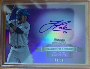2012 Bowman Sterling Prospect Autographs Purple Refractors Francisco Lindor 9/10