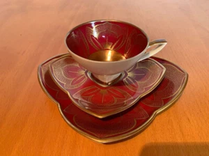 Alka Kunst Bavaria Trio Cup Tasse Gold Jahr 60 Art Deco Stil nie verwendet - Bild 1 von 8
