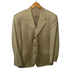 Canali Wool Yellow / Gold Light Plaid Sport Coat Blazer Size EU 54 US 44 Regular - Picture 1 of 21