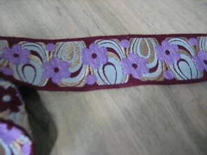 Mercerie Galon tapissier ancien brodé tissé épais 102 x 6 cm - Foto 1 di 6