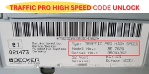Becker Traffic Pro High Speed Radio Code Unlock Mercedes Benz BMW Porsche Code - Picture 1 of 1