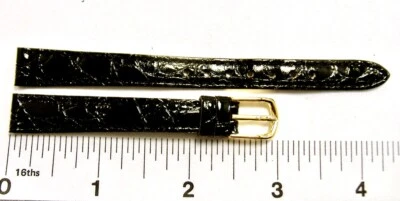 Correa de reloj genuina Seiko becerro 11 mm regular negro grano de cocodrilo cosido Z11 Foto 1 de 2