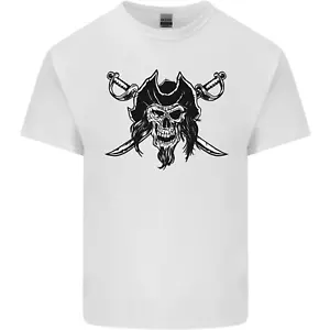 Pirate & Swords Skull Captain Jolly Roger Kids T-Shirt Childrens - Picture 1 of 23
