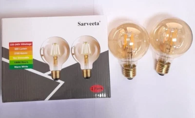 2x 6W LED Filament G80 Decor Globe Light Bulb ES E27 2700K Lamp - Image 1 of 2