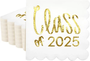 100 Pcs Graduation Cocktail Napkins 5 X 5 Inch Class of 2025 Congrats Grad Scall - Picture 1 of 12