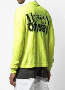 Neu mit Etikett 400 $ Calvin Klein Herrenpullover Moon Odyssey neongrün Größe XL Wollmischung - Bild 1 von 10
