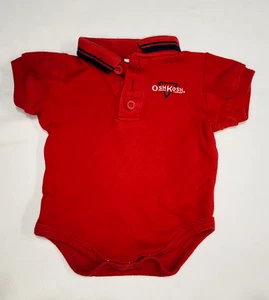 Vintage Osh Kosh boys sz. 3/6 mo. Short sleeved red collar snap top Classic - Picture 1 of 4