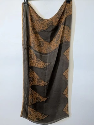 Kashmiri shawl Grey Orange Geometric scarf women's Size 80x40 - Image 1 of 4