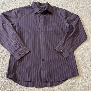 Mens Van Heusen Studio L 16-16.5 Long Sleeve Casual Shirt Button Down Purple - Picture 1 of 6
