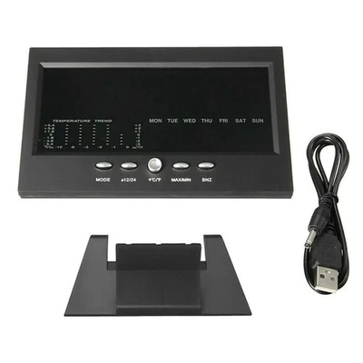 Weather Thermometer Desk Digital Alarm Clock LED Temperature Humidity Monitor - Image 1 of 4