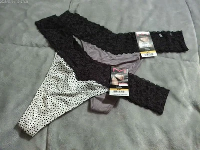 3 Pr-Gray & Ivory Dot Maidenform 40156 丁字裤内裤 * 新 * S/M — 第 1/4 张图片