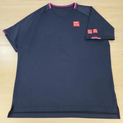 Camisa de tenis para hombre L Roger Federer UNIQLO cuello en V azul 2020 Abierto de Australia RF Foto 1 de 4