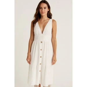 Altar'd State Eyelet Embroidered Halter White Dress Sz Small Women 100% Cotton - Picture 1 of 11