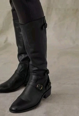 Belstaff Damas Negro Trialmaster Botas de Montar de Cuero Altas Talla EU 35/US 4.5 ¡NUEVAS! Foto 1 de 4