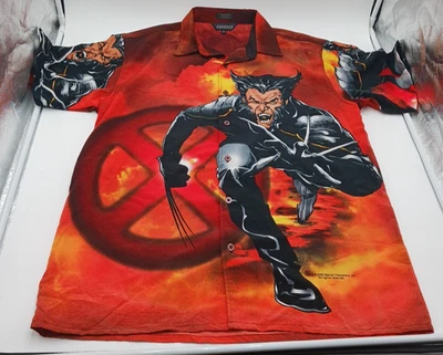 Vintage Changes Wolverine X Men Medium Button Down Shirt Marvel All Over Y2K - Image 1 of 4