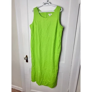 Vestido vintage Cato para mujer Plus 18 verde manzana lino midi sin mangas Lagenlook - Imagen 1 de 6