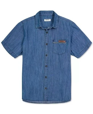 Caterpillar Men's Foundation Short-Sleeve Denim Shirt in Stone Blue-Medium - Image 1 of 4