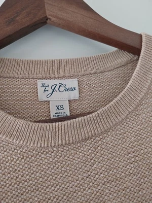 J. Crew Men's XS Cotton Piqué-Stitch Crewneck Sweater, Warm Camel BW571 - Image 1 of 4