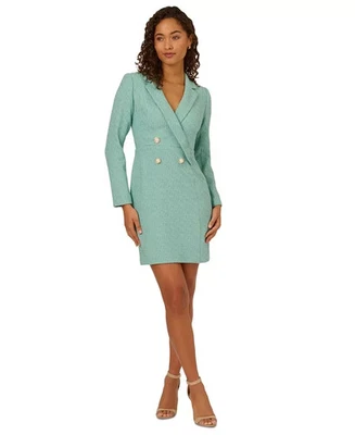 Adrianna Papell Women's Tweed Tuxedo Short Sheath Dress - Sage, sz 10 - Image 1 of 4