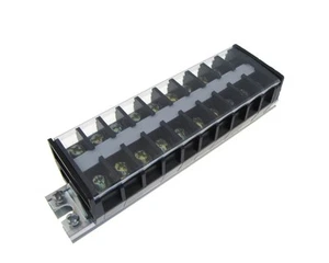 10 Position Screw Barrier Strip Terminal Block w/ Cover & Mounting Rail 20A - Picture 1 of 1