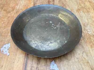 Vintage Round Copper Dish Plate Plant Saucer - Foto 1 di 5