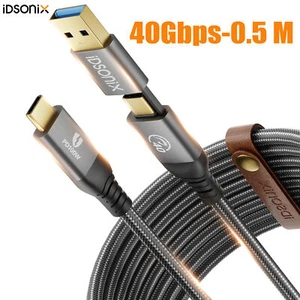 Thunderbolt 4 Kabel 40Gbit/s 100W 5A USB C Stecker 8K Display USB C/A Datenkabel - Afbeelding 1 van 11
