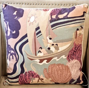 Almohada decorativa Schumacher Pearl River 100 % lino en rubor 22" X 22" - Imagen 1 de 8