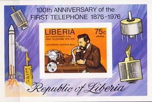 W LIBERIA C212v GRAHAM BELL TELEPHONE CENTENARY IMPERFORATED SOUVENIR SHEET - Picture 1 of 1
