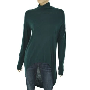 JENNIFER LOPEZ Women's LARGE Raglan LONG SLEEVE Mock Neck GREEN TOP Hi-Lo Hem - Picture 1 of 12