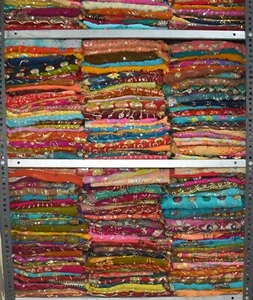MULTI WHOLESALE LOT INDIAN WEDDING DUPATTA VINTAGE EMBROIDERY SCARF VEIL HIJAB L - Picture 1 of 3