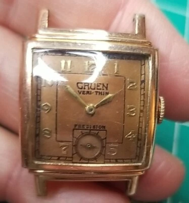 Reloj Vintage Gruen Lleno de Oro Rosa Funcionando No PROBADO Para Cubo de Precisión 500 Foto 1 de 4