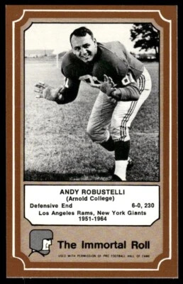 Andy Robustelli 1975 Fleer Immortal Roll Football Card #40 (EX) - Image 1 of 2
