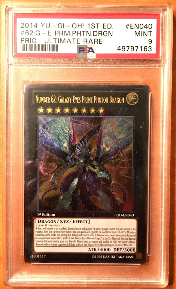 Number 62: Galaxy-Eyes Prime Photon Dragon Yugioh Ultimate Rare 1st Ed. PSA 9 - Image 1 of 1