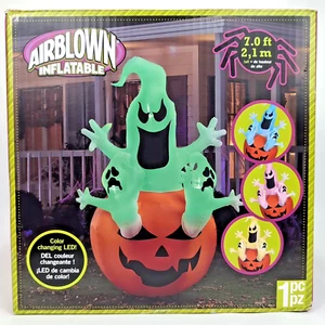 Gemmy 7ft Tall Airblown LED Color Changing Ghost Trio Halloween Yard Inflatable - Imagen 1 de 4