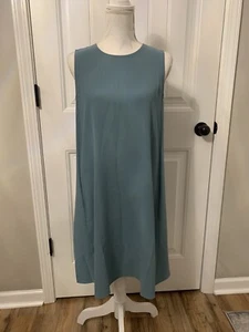 New Eileen Fisher Silk Georgette Crepe Round Neck K/L Dress Amalfi Sz XS - Picture 1 of 10