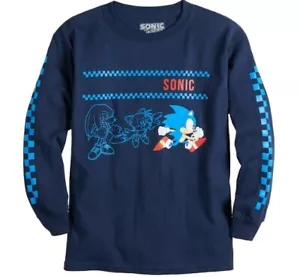 Camisa SONIC The Hedgehog Niños 14/16 NUEVA SONIC L/S Camiseta Azul Marino Nueva con Etiquetas - Imagen 1 de 5